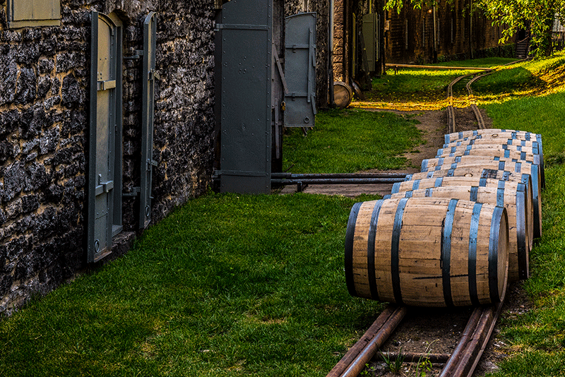 bourbon barrells at a distillery near louisvile kentucky